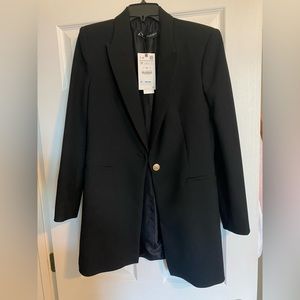 Zara Gold Button Long Blazer